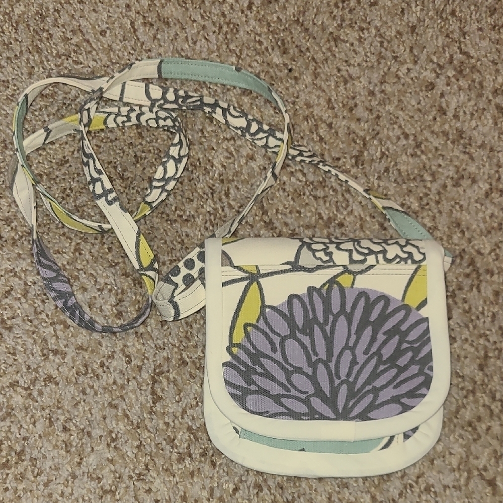 Floral Crossbody Bag with Purple and Green Accents